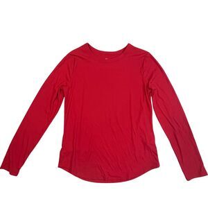 No Boundaries Shirt Juniors XL Christmas Red Basic Long Sleeve Crew Neck Tee